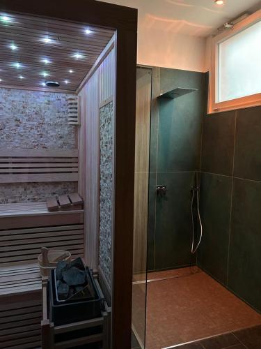 a bathroom with a shower and a walk in shower at Hotel Giardino d'Europa in Rome