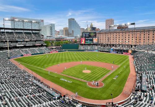 an aerial view of a baseball game in a stadium at Holiday Inn Express & Suites Owings Mills-Baltimore Area by IHG in Owings Mills