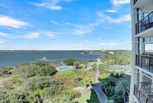 a view of the water from the balcony of a building at Florencia 505 in Pensacola