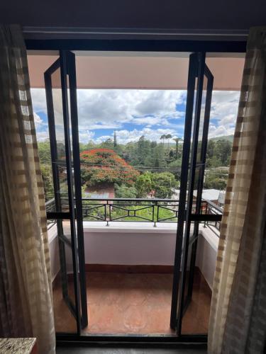 a view from the window of a balcony at Boutique Hotel La Casona in Valle de Ángeles