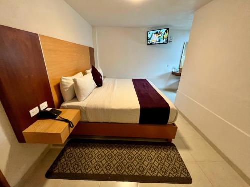 a hotel room with a bed and a television at Hotel Posada Maria Sofia in Cholula