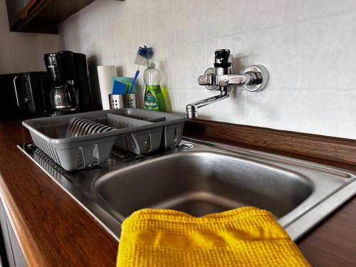 Kuchyň nebo kuchyňský kout v ubytování Pension FAULPELZ - Apartment mit Küche, Badewanne
