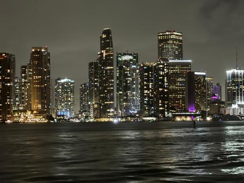 a view of a city at night with at High Rise Brickell Modern Studio in Miami
