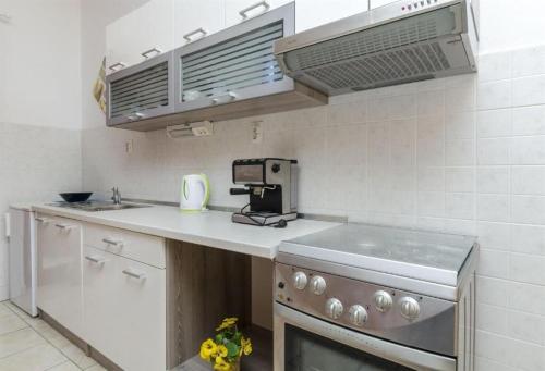 a kitchen with a sink and a stove at Apartment Zvone in Sumpetar