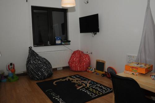 a room with a table and a window and a rug at AS Apartments in Kopaonik