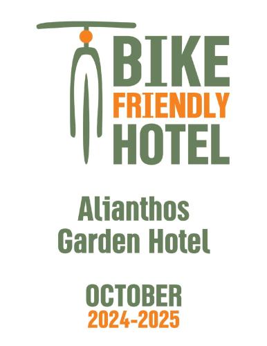 a sign that reads bike friendly hotel atlantis garden hotel at Alianthos Garden in Plakias