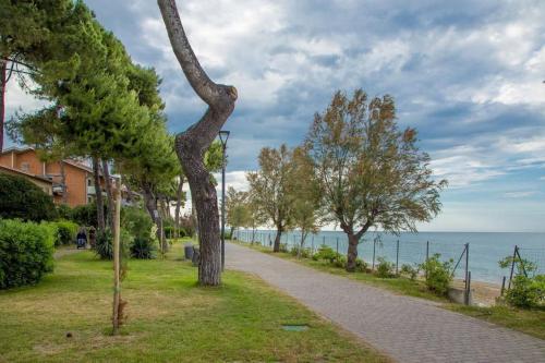 a path next to the ocean with trees on it at Casa per vacanze in riva al mare in Pineto