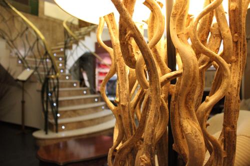 a group of stairs in a building with a light on at Casona De Torres in Mondéjar