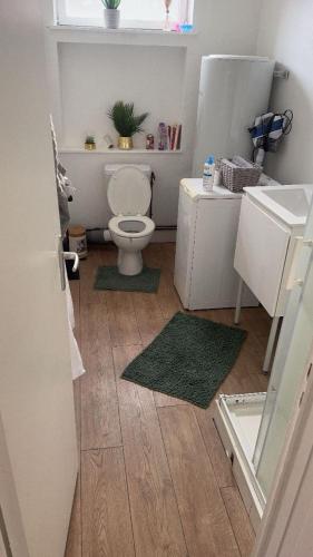 une petite salle de bain avec toilettes et lavabo dans l'établissement Joys, à Lille