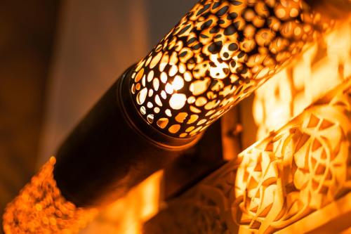 a close up of a microphone on a stand at Riad L'ECOLE in Marrakech