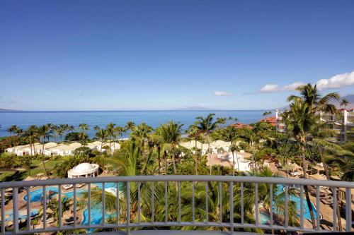 a view of the resort from the balcony of a resort at Fairmont Kea Lani, Maui in Wailea
