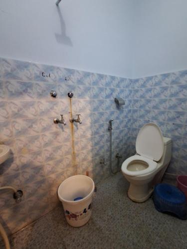 a bathroom with a toilet and a sink at Hotel Om Pushkar in Pushkar