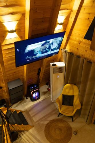 TV a/nebo společenská místnost v ubytování KOVU chalet