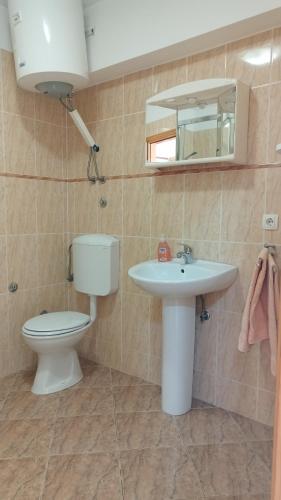a bathroom with a toilet and a sink at Apartmani Adriatica 2 in Dramalj