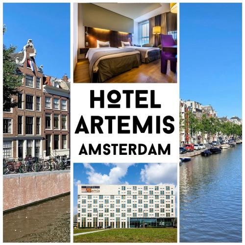 a collage of pictures of a hotel in amsterdam at Hotel Artemis Amsterdam in Amsterdam