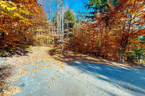 a road with autumn leaves on the side of it at Moose Lodge in Newry
