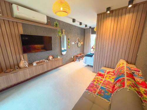 Un ou plusieurs lits dans un hébergement de l'établissement Lindo loft a poucos metros da Praia no Patacho!