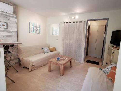 Televisyen dan/atau pusat hiburan di Studio rez de jardin à Sainte-Maxime