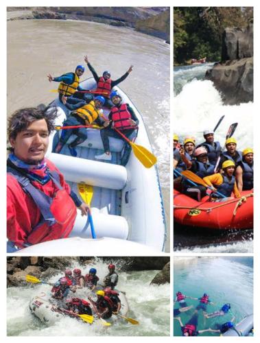 a group of people in a raft on a river at Garden Villa Homestay ! Dandeli Ramnagar ! Eco Friendly Villa in Londa