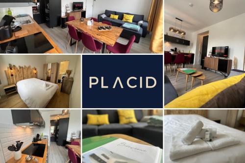 un collage de photos d'un salon et d'une salle à manger dans l'établissement Au Cœur du Marché, Appartement Confort, Centre-ville, à Royan