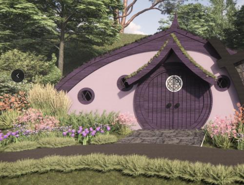 a rendering of a house in a garden at Ancient Lore Village in Knoxville