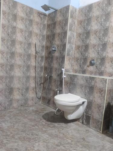 a bathroom with a toilet and a shower at The Hills Studio Appartment in Tiruvannāmalai