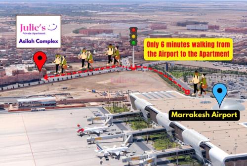 an airport with people walking from the airport to the airport at Julie Airport Marrakech Apartments in Marrakech