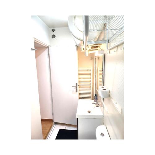 une salle de bain avec un lavabo et des toilettes dans l'établissement Logement entier 2-3 p, à Paris
