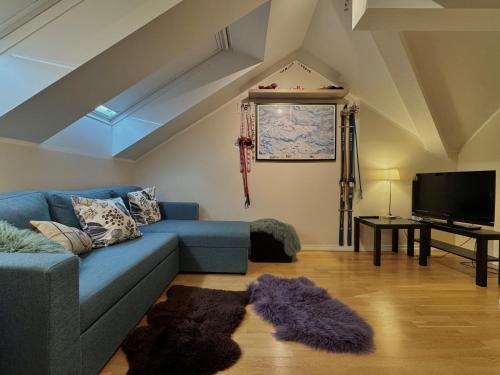 Μια τηλεόραση ή/και κέντρο ψυχαγωγίας στο Beautiful penthouse centrally located in Geilo, stunning views