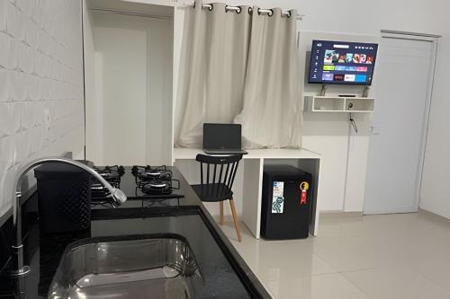 Dapur atau dapur kecil di Apartamentos Vitória