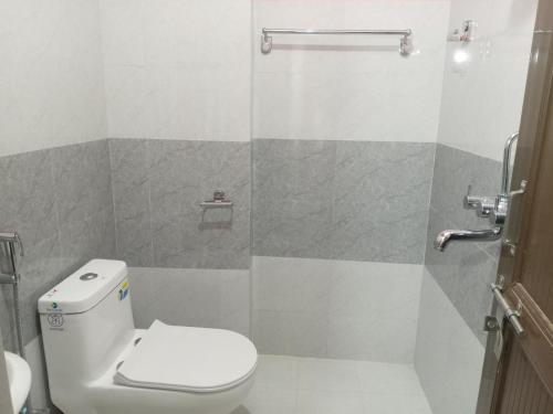 a bathroom with a toilet and a shower at Sunshine homestay in Tānsing