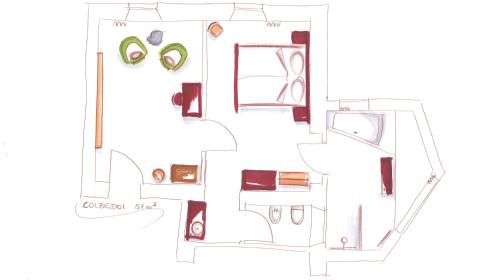 a drawing of a floor plan of aominium at Niedermairhof in Brunico