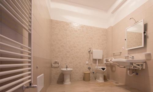 een badkamer met een wastafel en een toilet bij La Dolce Mela in Buonabitacolo