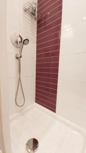 a bathroom with a shower with a drain at Bella Vista Superior in Umag