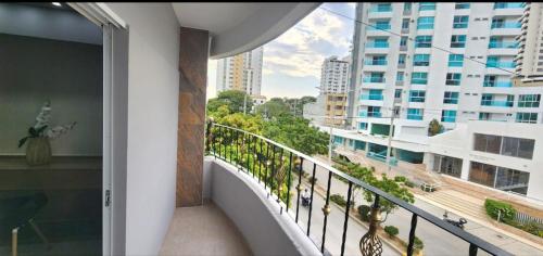 a balcony with a view of a building at Mantra Hotel Boutique in Santa Marta