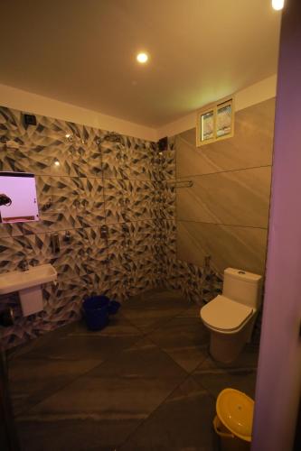 a bathroom with a toilet and a sink at Prakruthi Residency Munroeisland in Munroe Island