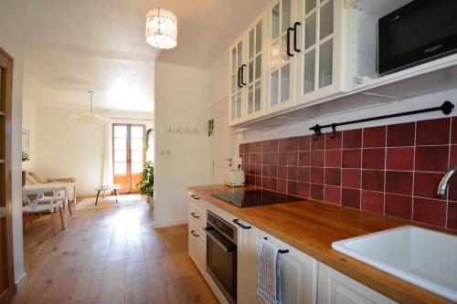 une cuisine avec un évier et un plan de travail dans l'établissement Balard, à Montpellier