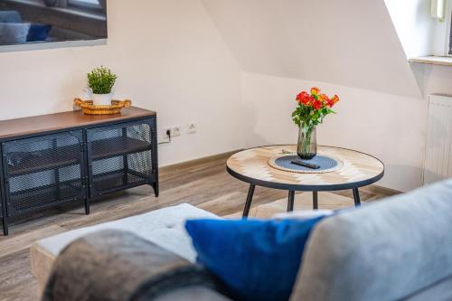 Ruang duduk di Obere Rheinblick-Oase Komfort mit 2 SZ Balkon