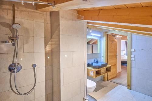 a bathroom with a shower and a toilet at FranceComfort - AlpResort Portes du Soleil in La Chapelle-dʼAbondance