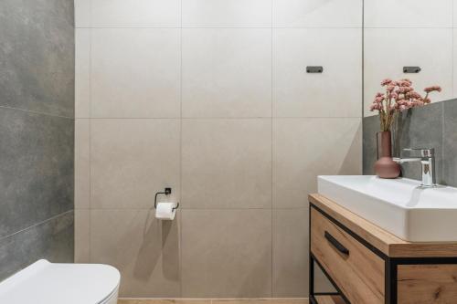 a bathroom with a toilet and a sink at Apres Ski Bachleda - LoftAffair Collection in Zakopane