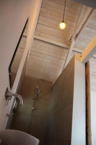 a bathroom with a shower and a sink at Belle Chique - Maastricht in Lanaken