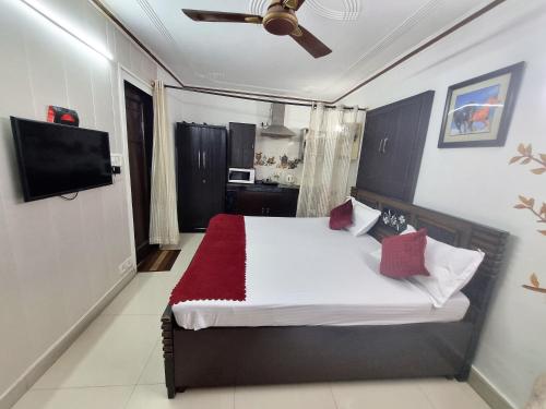 Katil atau katil-katil dalam bilik di Peaceful Studio with Kitchen