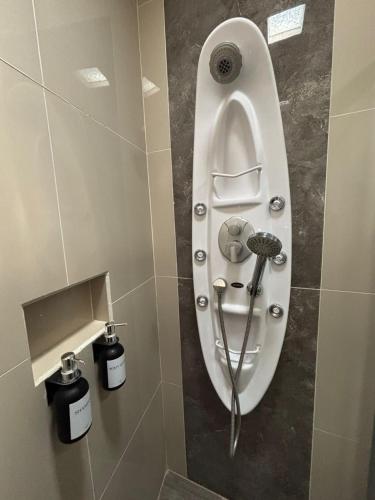 a shower in a bathroom with a bath tub at Hotel Real Campestre Tepetoci in Tepexi del Río