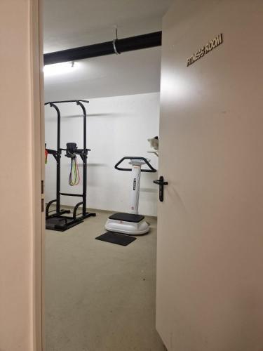Gimnasio o instalaciones de fitness de Ferienwohnungen am Simssee, Gutshof Alpenblick