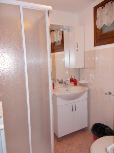 a bathroom with a shower and a sink at Il Borgo Di Monica in Domodossola