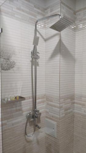 a shower with a shower head in a bathroom at Grand Turon Plaza Hotel in Tashkent