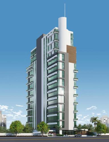 a rendering of a tall white building at Flat Novo1 - Cama Queen, Ar, Estac e Internet in Barueri