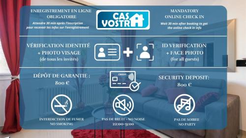 un panneau pour une station-service avec des icônes sur celle-ci dans l'établissement Au Nom de la Rose - Casa Vostra - CAUTION 800 EUR & ID requises - Annemasse, à Annemasse
