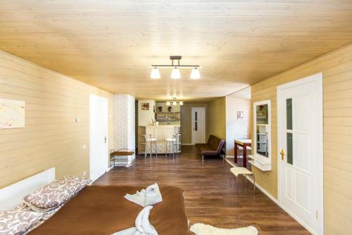 ヤレムチャにあるApartments Kamyanitsaのソファとテーブルのあるリビングルーム