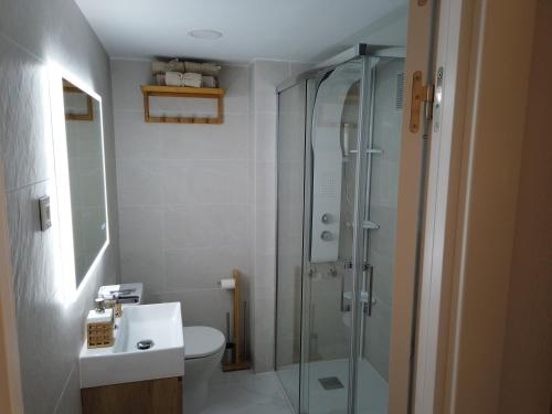 オロペサ・デル・マールにあるFaroのシャワー、トイレ、洗面台を備えたバスルーム